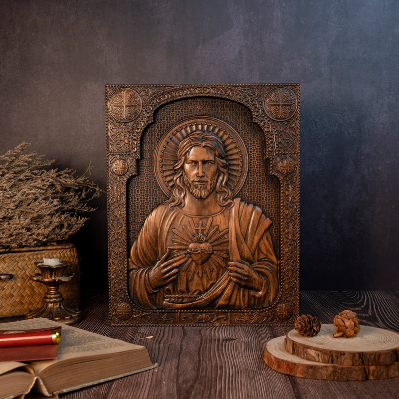 Hand Carved Wooden Jesus Decoration