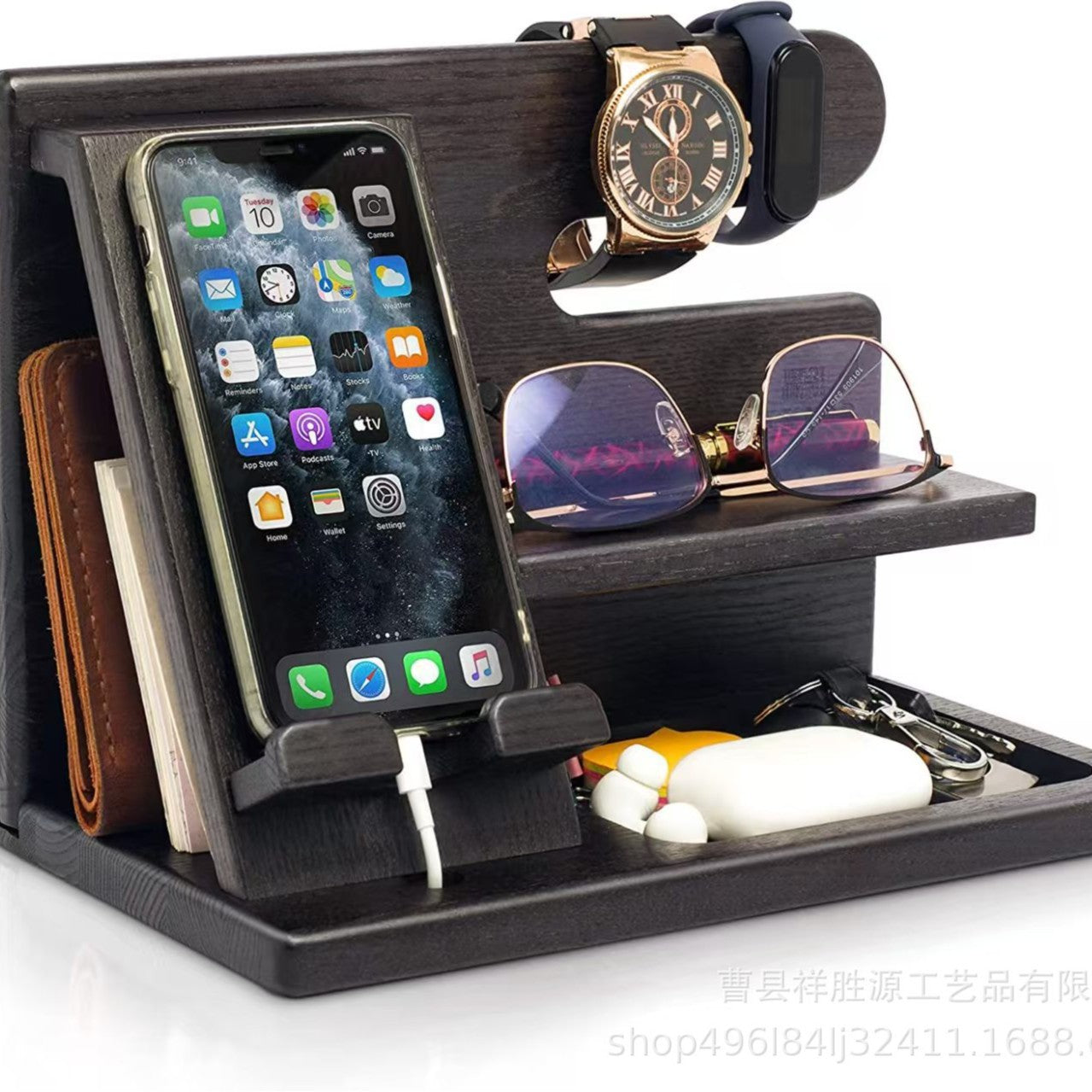 Pine Wood Desk Organizer