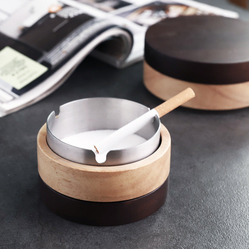 Wooden Ashtray with Lid