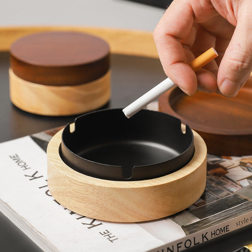 Wooden Ashtray with Lid