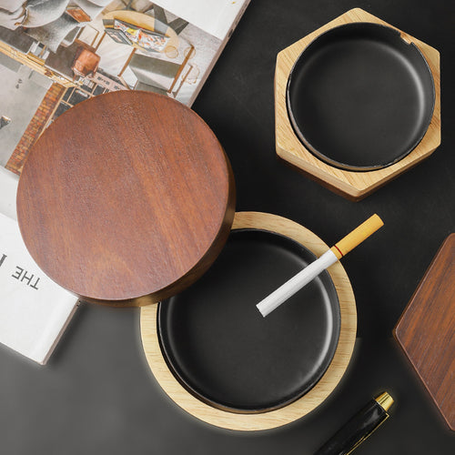 Wooden Ashtray with Lid