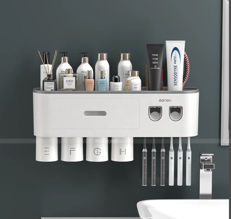 Toothbrush and Bathroom Accessory Wall Organizer
