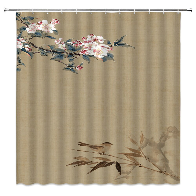 Chinese Landscape and Floral Art Shower Curtains