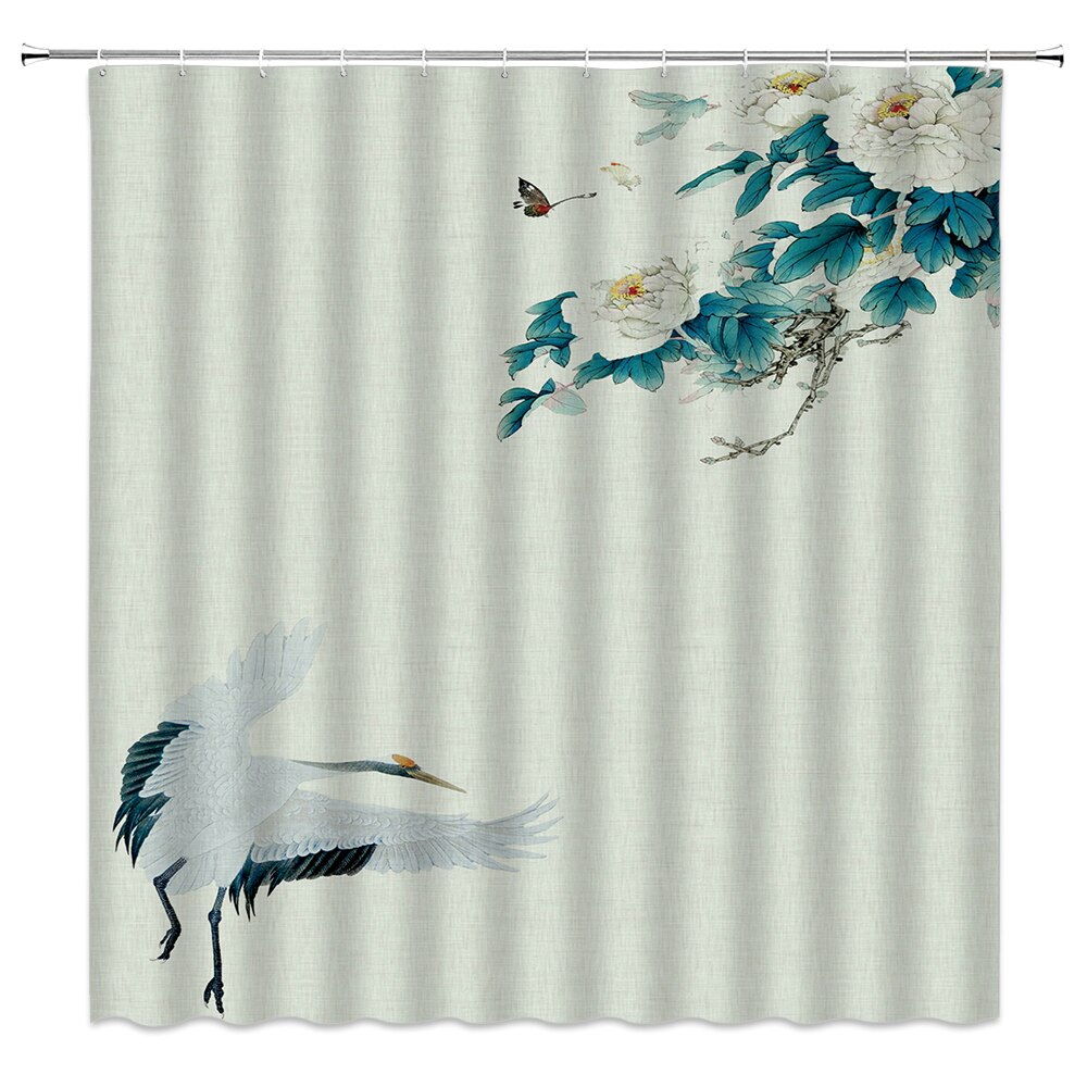 Chinese Landscape and Floral Art Shower Curtains