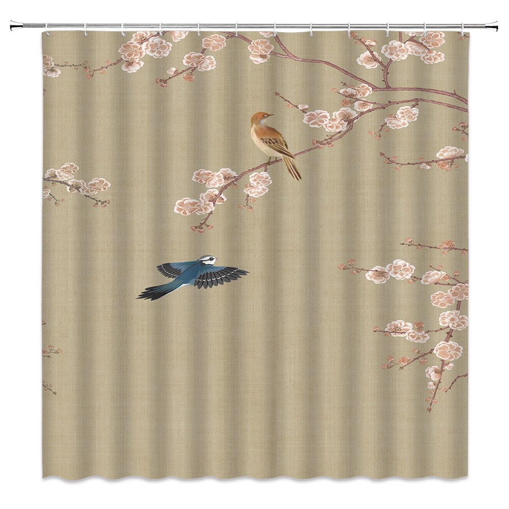 Chinese Landscape and Floral Art Shower Curtains
