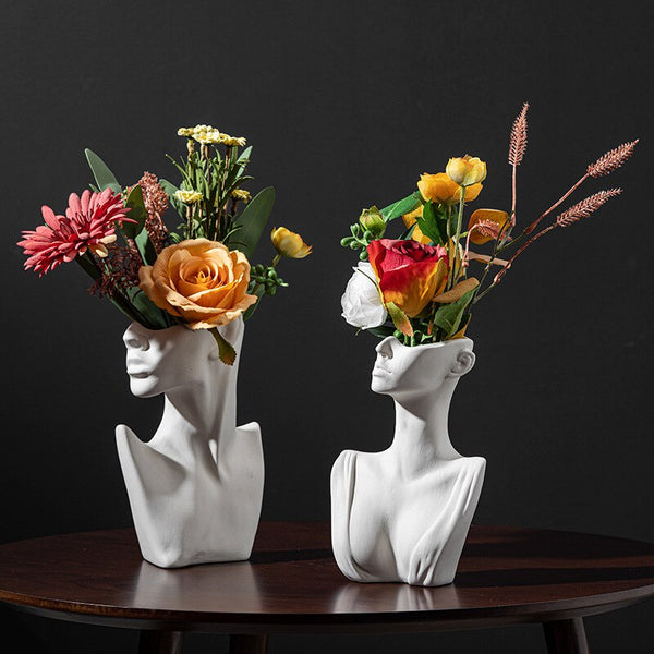Vases with Faces Table Decorations