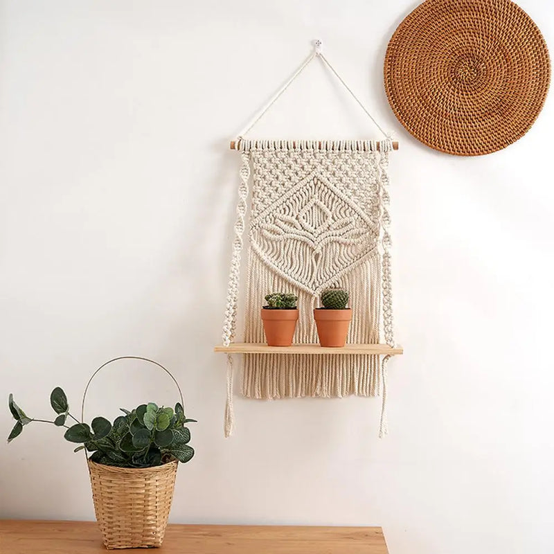 Hand Woven Wooden Shelves