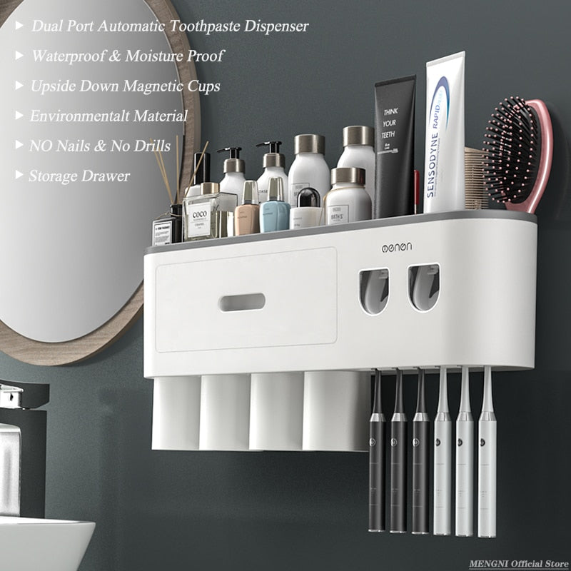 Toothbrush and Bathroom Accessory Wall Organizer
