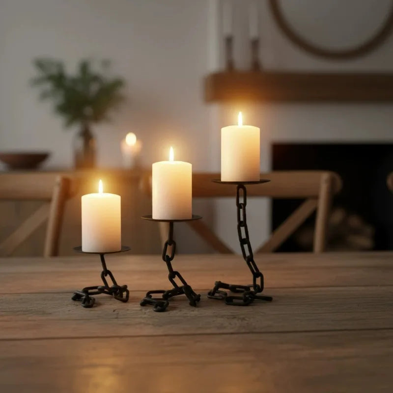 Metal Chain Candlestick Holder