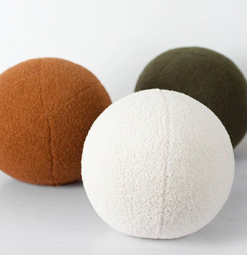Round Wool Contemporary Couch Cushions