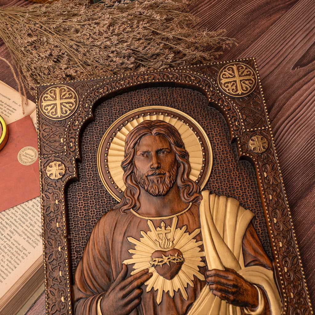Hand Carved Wooden Jesus Decoration