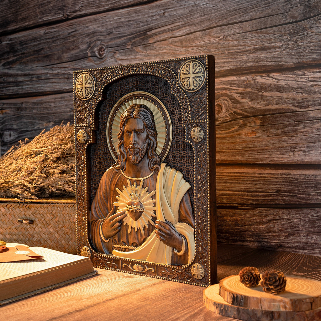 Hand Carved Wooden Jesus Decoration