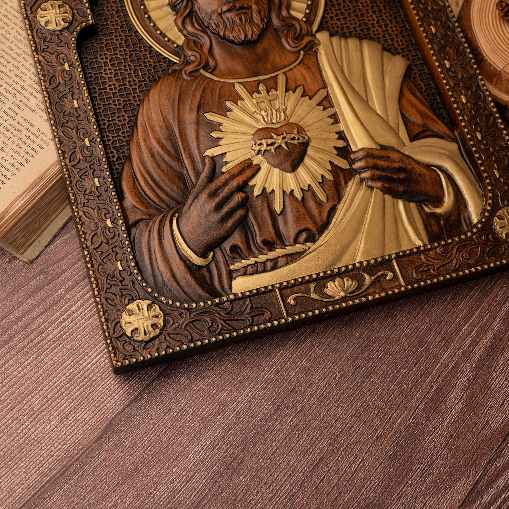 Hand Carved Wooden Jesus Decoration