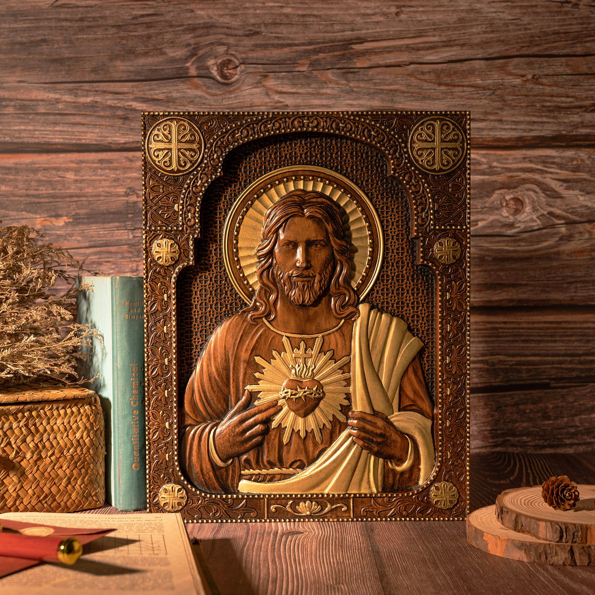 Hand Carved Wooden Jesus Decoration