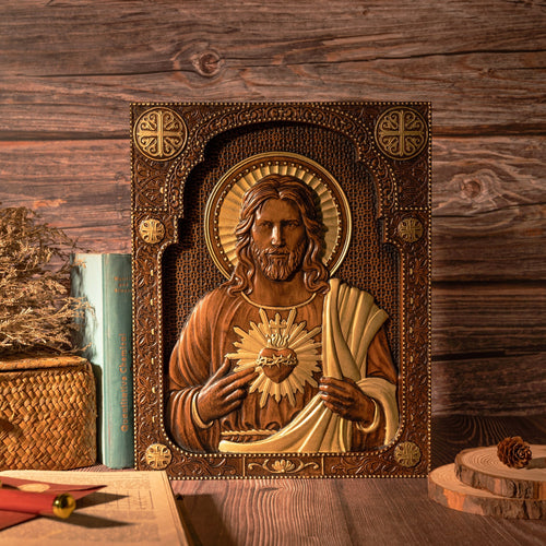 Hand Carved Wooden Jesus Decoration