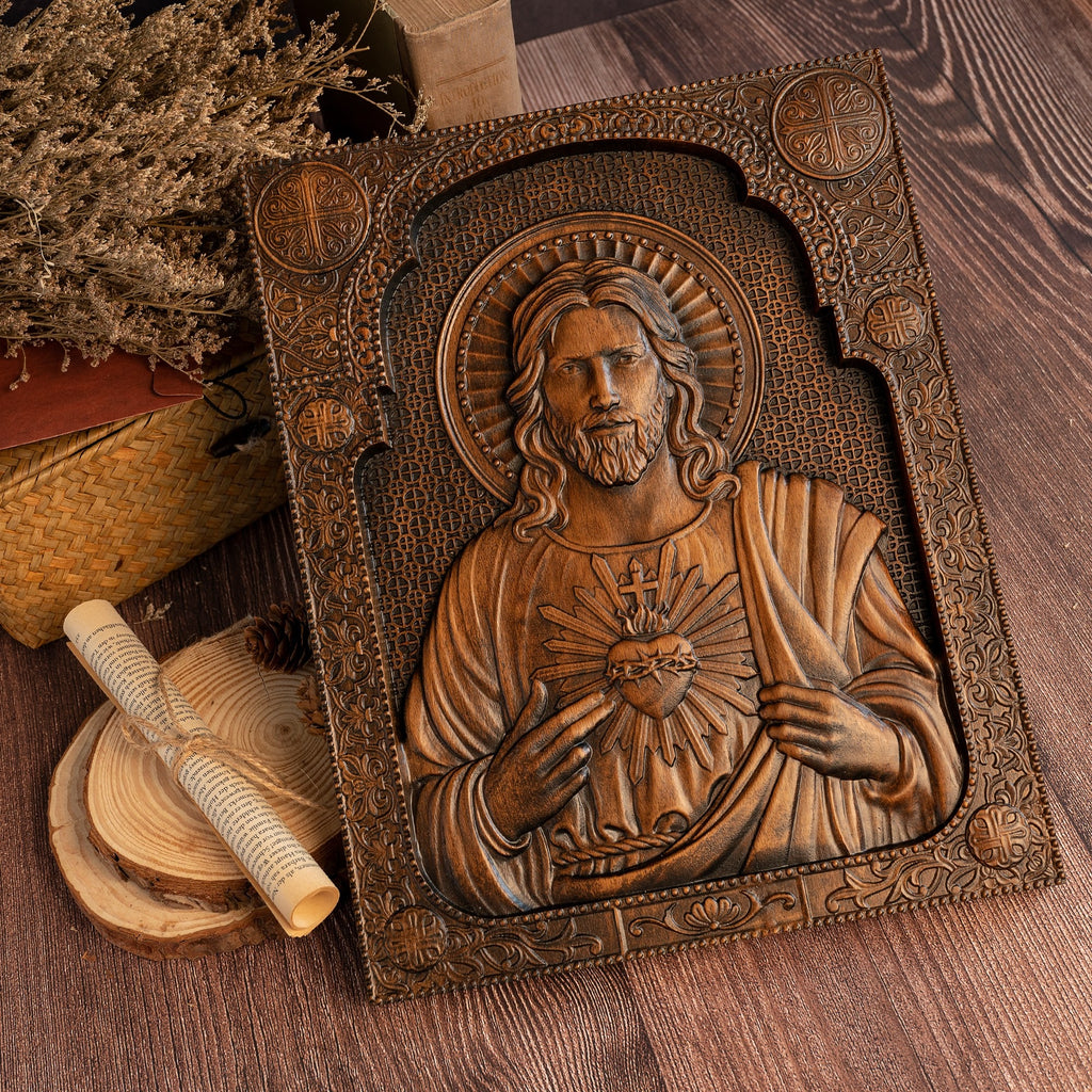 Hand Carved Wooden Jesus Decoration