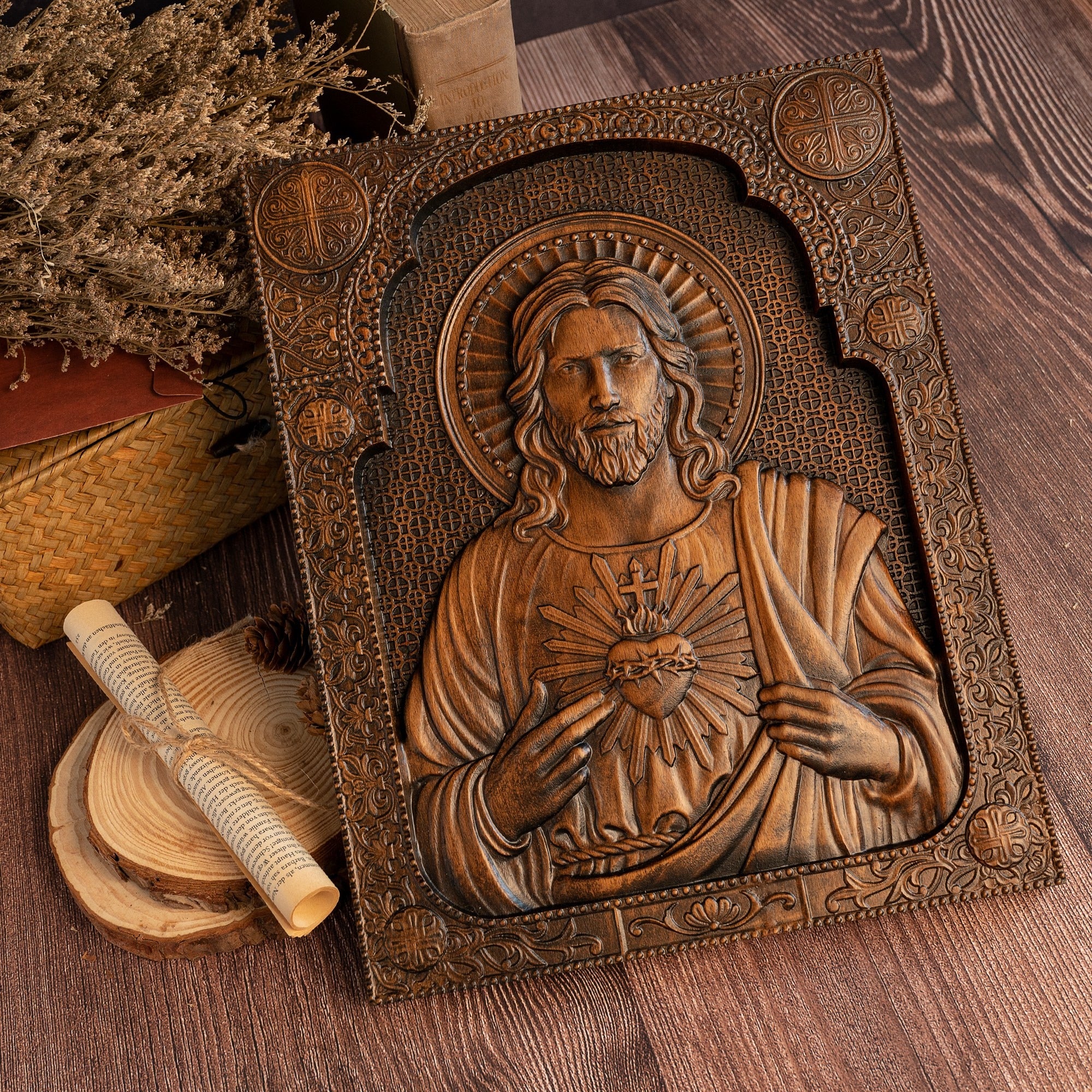 Hand Carved Wooden Jesus Decoration