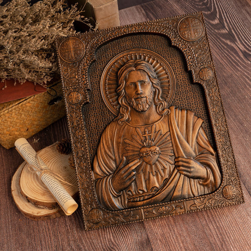 Hand Carved Wooden Jesus Decoration