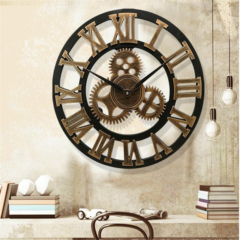 Large Retro Industrial Style Wall Clock