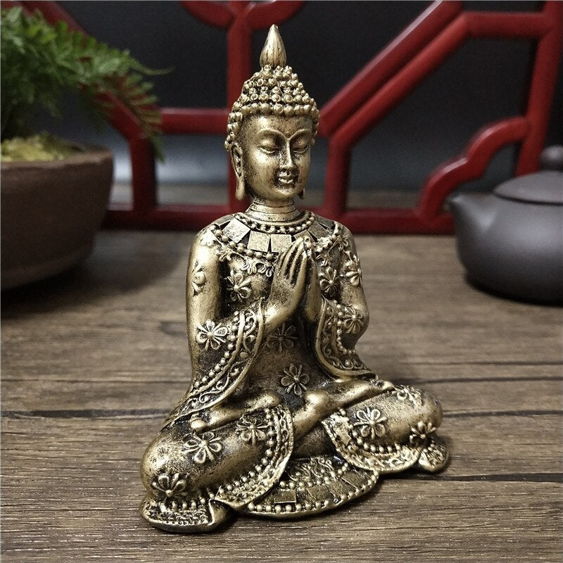 Buddhist Bronze Resin Meditation Statue