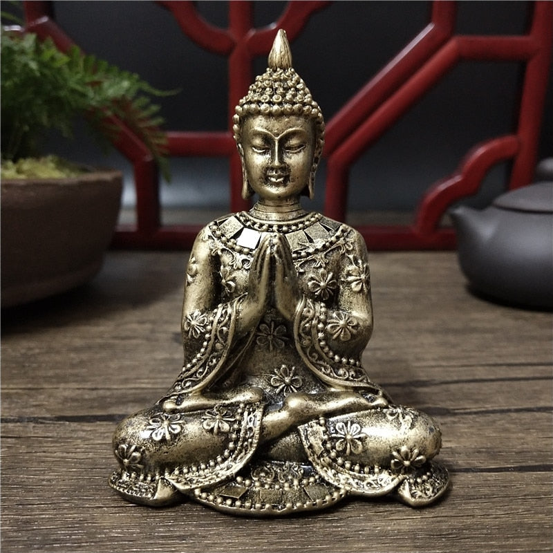 Buddhist Bronze Resin Meditation Statue