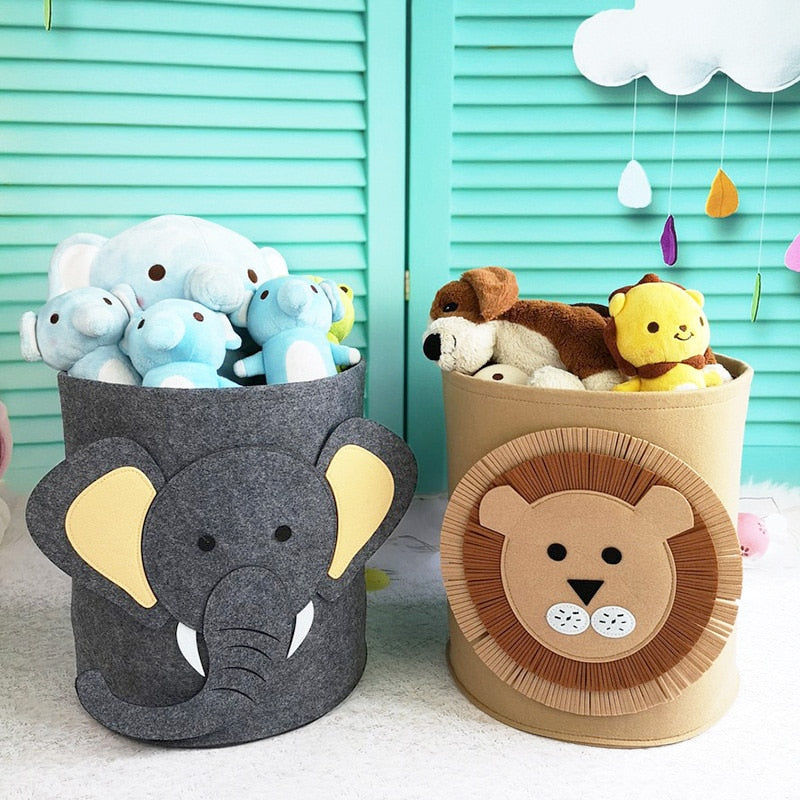 Storage Baskets with Animal Faces for Kids Rooms