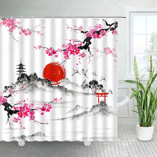 Japanese Art Design Shower Curtain