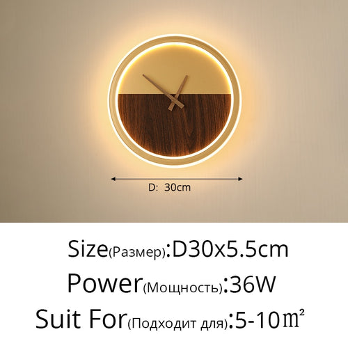 LED Clock Wall Lamp