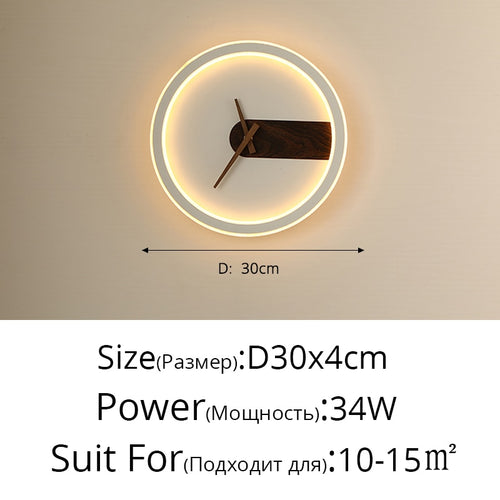 LED Clock Wall Lamp