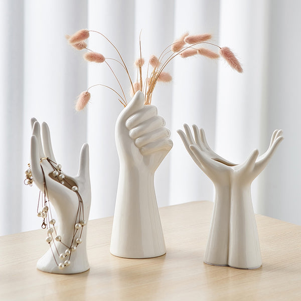 White Ceramic Hand Decorations