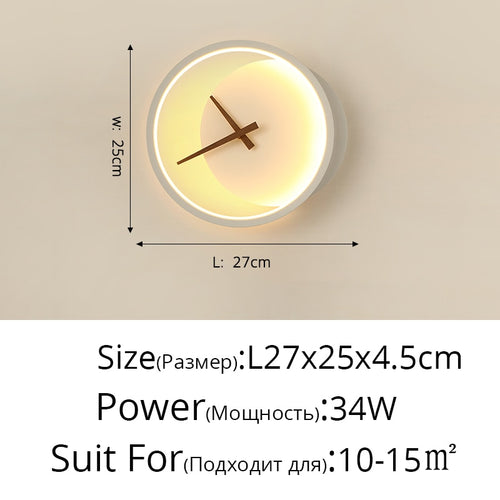LED Clock Wall Lamp