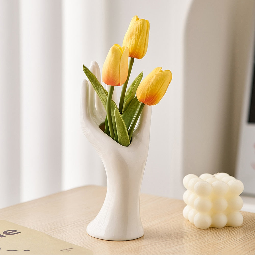 White Ceramic Hand Decorations