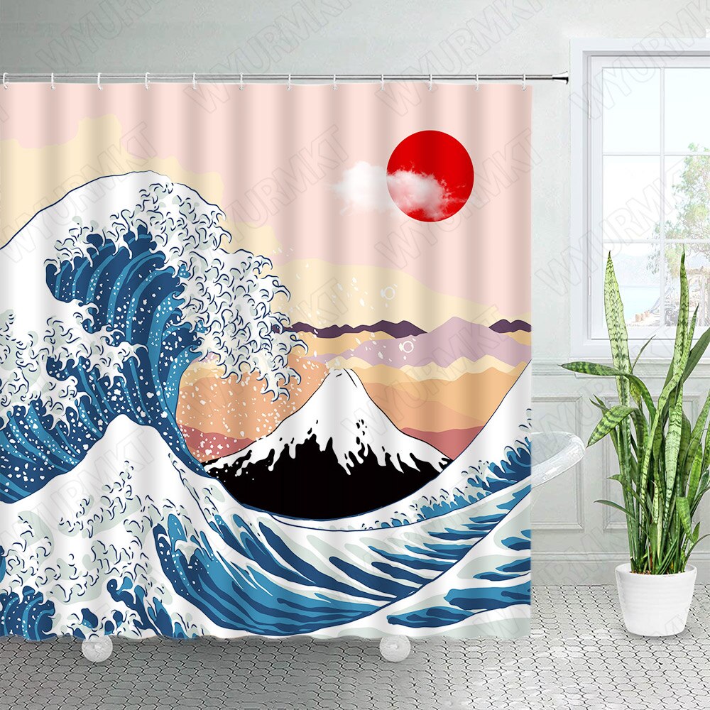 Japanese Art Design Shower Curtain