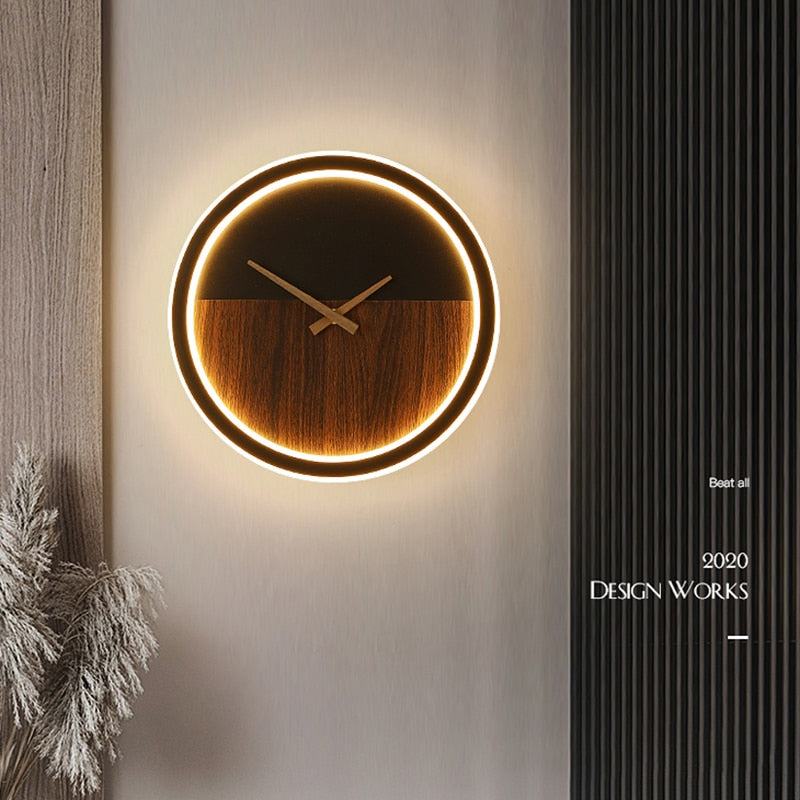LED Clock Wall Lamp