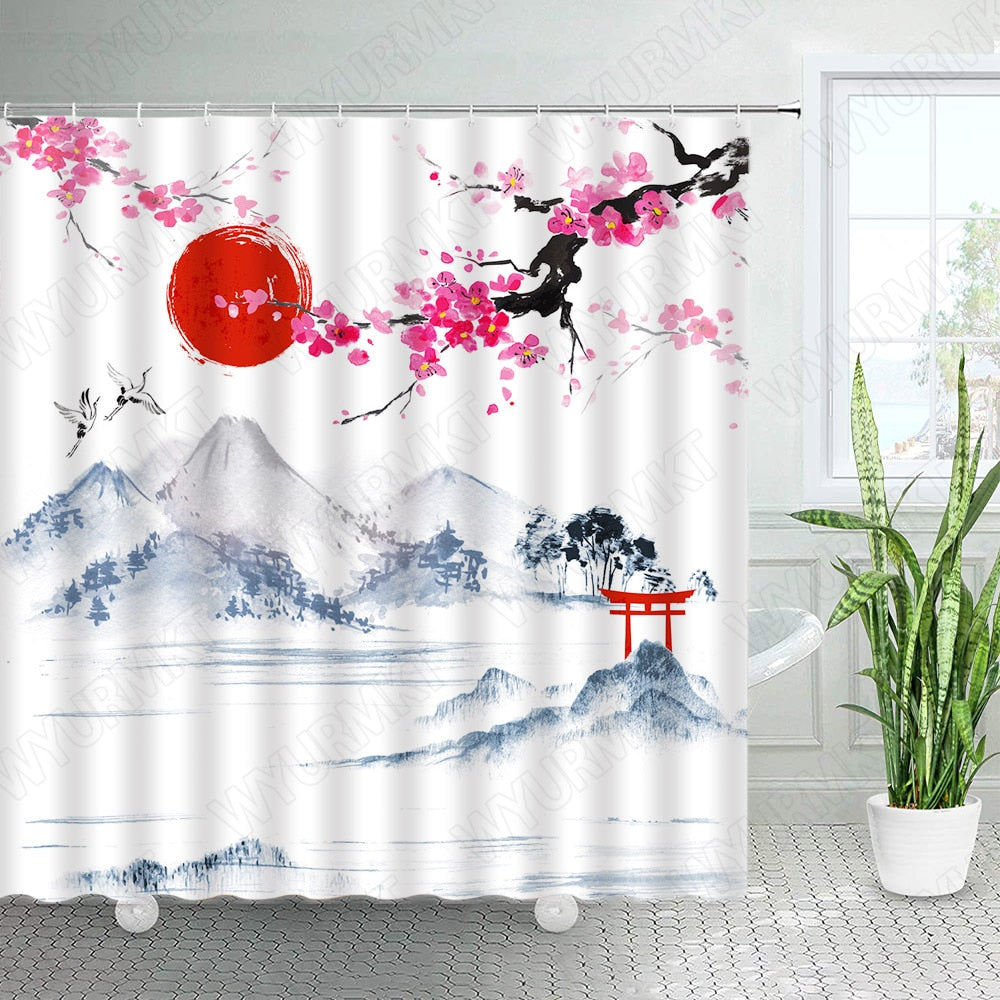 Japanese Art Design Shower Curtain